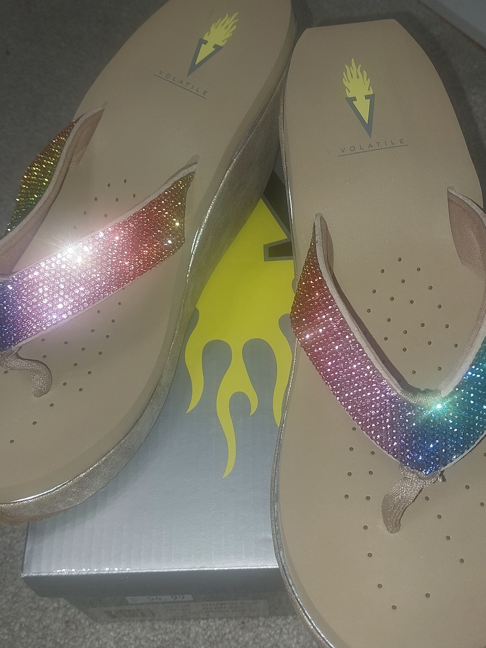 Volatile Women's Rainbow Sparkle Wedge New In box